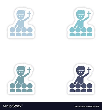 Set of paper stickers on white background priest vector image