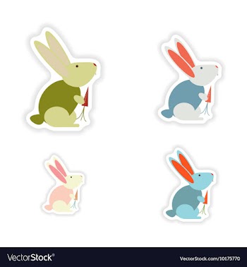 Set of paper stickers on white background rabbit vector image