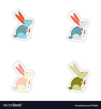 Set of paper stickers on white background rabbit vector image
