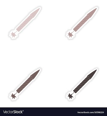 Set of paper stickers on white background rocket vector image