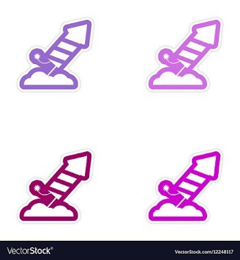Set of paper stickers on white background rocket vector image