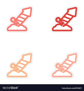 Set of paper stickers on white background rocket vector image