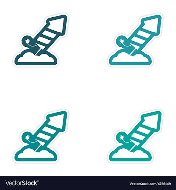 Set of paper stickers on white background rocket vector image