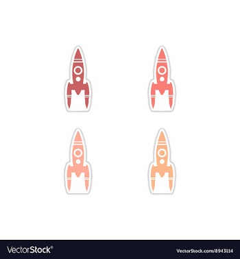 Set of paper stickers on white background rocket vector image
