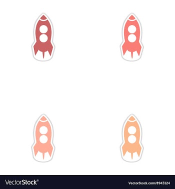 Set of paper stickers on white background rocket vector image