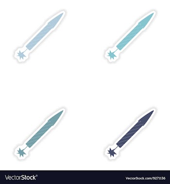 Set of paper stickers on white background rocket vector image