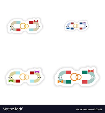 Set of paper stickers on white background romantic vector image