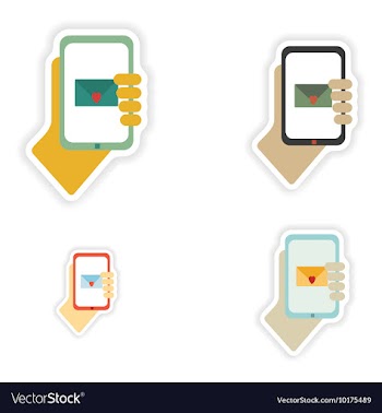 Set of paper stickers on white background romantic vector image