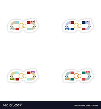 Set of paper stickers on white background romantic vector image
