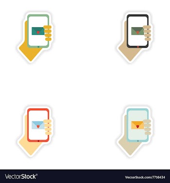 Set of paper stickers on white background romantic vector image
