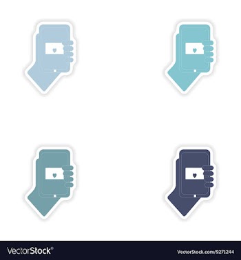Set of paper stickers on white background romantic vector image
