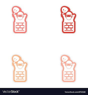 Set of paper stickers on white background Santa in vector image