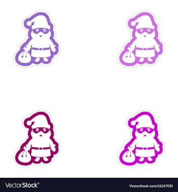Set of paper stickers on white background Santa vector image