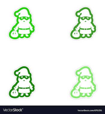 Set of paper stickers on white background Santa vector image
