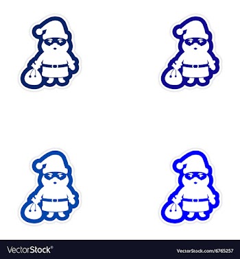Set of paper stickers on white background Santa vector image