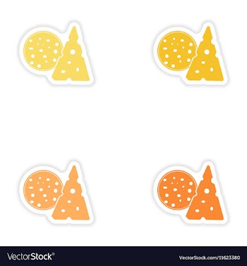 Set of paper stickers on white background sausage vector image