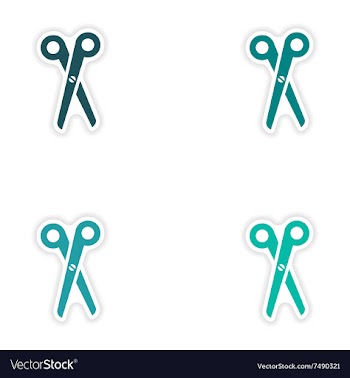 Set of paper stickers on white background scissors vector image