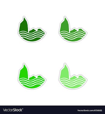 Set of paper stickers on white background sea vector image