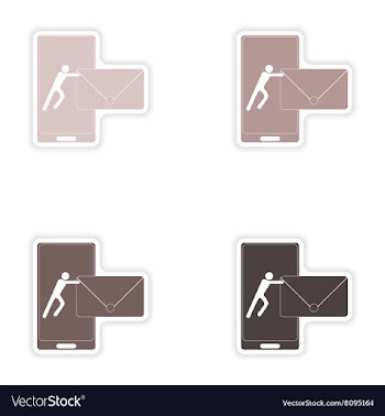 Set of paper stickers on white background sending vector image