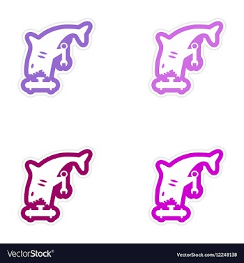Set of paper stickers on white background shark vector image
