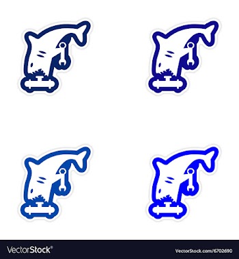 Set of paper stickers on white background shark vector image