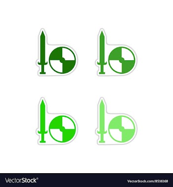 Set of paper stickers on white background shield vector image