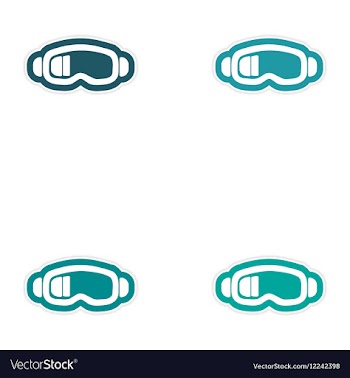 Set of paper stickers on white background ski vector image