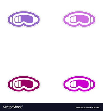 Set of paper stickers on white background ski vector image