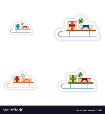 Set of paper stickers on white background sled vector image