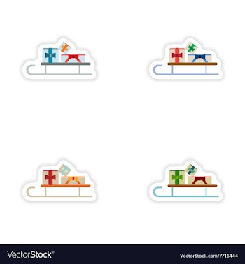 Set of paper stickers on white background sled vector image