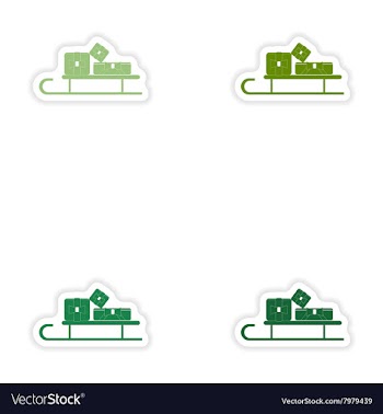 Set of paper stickers on white background sled vector image