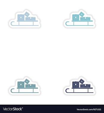 Set of paper stickers on white background sled vector image