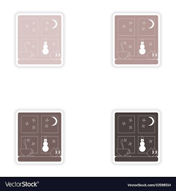 Set of paper stickers on white background snow vector image