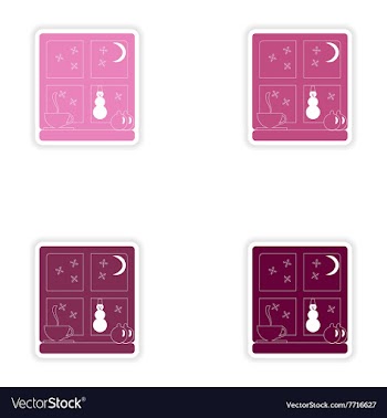 Set of paper stickers on white background snow vector image