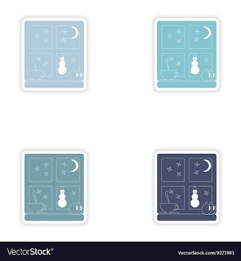 Set of paper stickers on white background snow vector image
