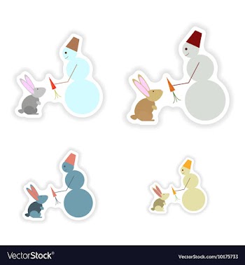 Set of paper stickers on white background snowman vector image