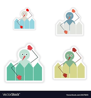 Set of paper stickers on white background snowman vector image