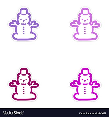 Set of paper stickers on white background Snowman vector image