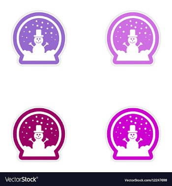 Set of paper stickers on white background snowman vector image