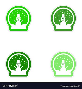 Set of paper stickers on white background snowman vector image