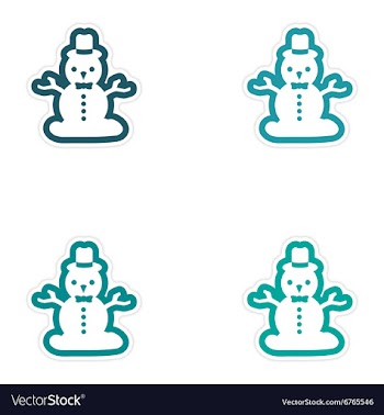 Set of paper stickers on white background Snowman vector image