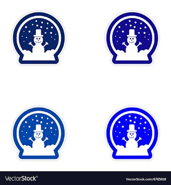 Set of paper stickers on white background snowman vector image