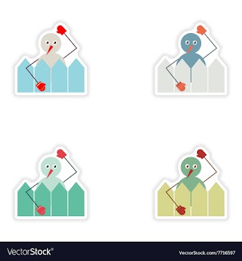 Set of paper stickers on white background snowman vector image