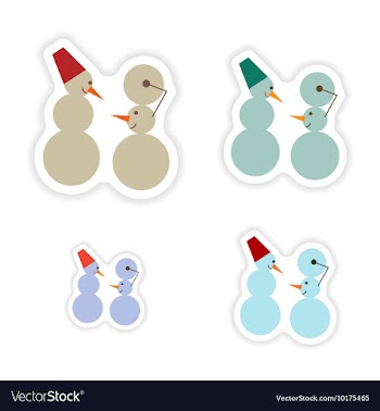 Set of paper stickers on white background Snowmen vector image