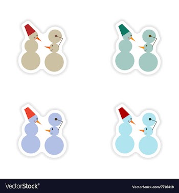 Set of paper stickers on white background Snowmen vector image