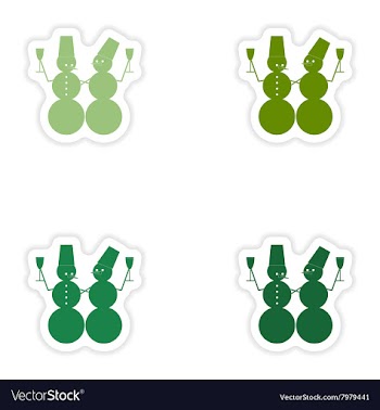 Set of paper stickers on white background snowmen vector image