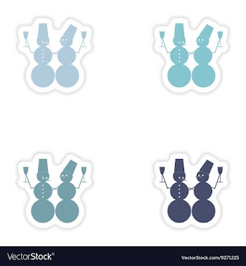 Set of paper stickers on white background snowmen vector image