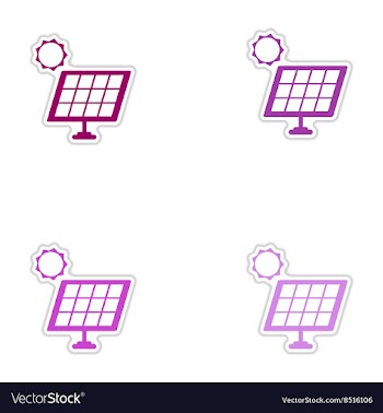 Set of paper stickers on white background solar vector image