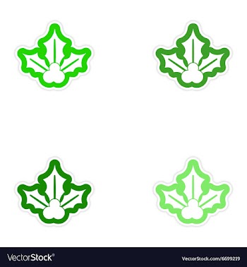 Set of paper stickers on white background sprig vector image