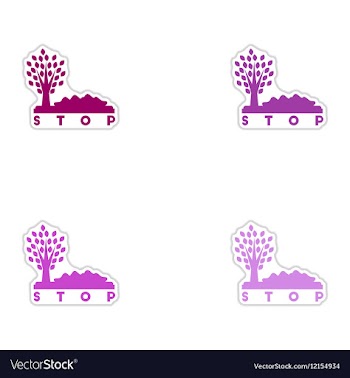 Set of paper stickers on white background stop vector image